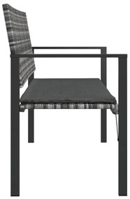 2-személyes szürke polyrattan kerti pad párnával