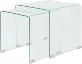 vidaXL Két részes egymásba rakható asztal szett edzett üvegből