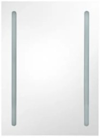 fényes fehér LED-es tükrös fürdőszobaszekrény 50 x 13 x 70 cm