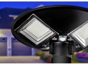 LED napelemes utcai lámpa érzékelővel, 15W/6V, 6500K, IP65, fekete + távirányító