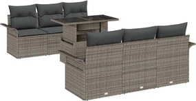 vidaXL Kerti Kanapé Szett párnával 7 pcs Szürke polirattan