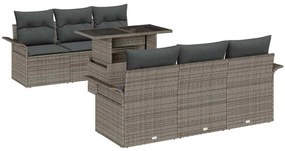 vidaXL Kerti Kanapé Szett párnával 7 pcs Szürke polirattan
