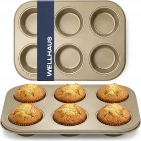 Muffin Sütőforma 6 Muffinhoz Nonstick Acél Tepsi Wellhaus