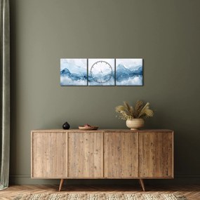 Kép - Felhők és hullámok, akvarell (órával) (90x30 cm)