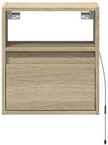 sonoma tölgy színű fali TV-szekrény LED-ekkel 41x31x45 cm
