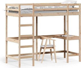 vidaXL tömör fenyőfa galériaágy íróasztallal 75 x 190 cm