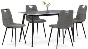 Étkezőgarnitúra 4 székkel, 130×70×76 cm, kerámia, márvány, ASE-1001 GREY2