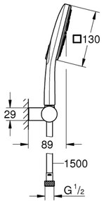GROHE 26588000 - RAINSHOWER SMARTACTIVE 130 CUBE kézi zuhanyszett, fényes króm
