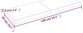 világosbarna kezelt tömör asztallap 140x50x(2-6) cm