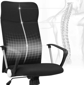 Ergonomikus irodai szék párnázott ülőfelülettel, állítható magassággal és hintafunkcióval, 120 kg teherbírással, fekete