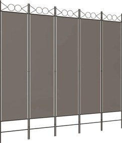 vidaXL 5 paneles antracitszürke szövet térelválasztó 200x200 cm