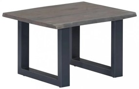 szürke tömör akácfa dohányzóasztal természetes éllel 60x60x40cm