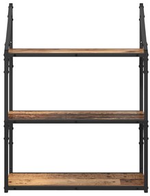 vidaXL Falpolc polcokkal tárolóval Öreg fa 60 x 21 x 78,5 cm Faanyag