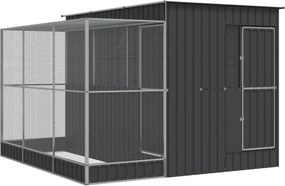 vidaXL ezüst színű acél madárház kiterjesztésekkel 290 x 303 x 216 cm