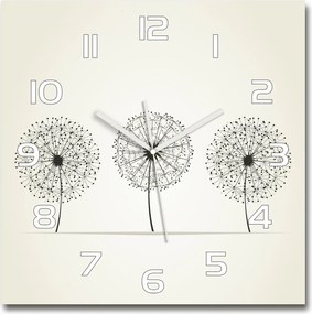 Nagy négyzet alakú üveg pitypang falióra 60x60 cm