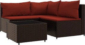 vidaXL 4 részes barna polyrattan kerti ülőgarnitúra párnákkal