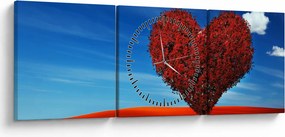 Kép - szív, fából (órával) (90x30 cm)