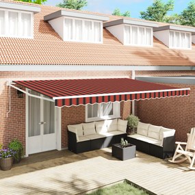 automatikusan behúzható napellenző piros, fehér és fekete 500x300 cm