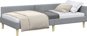 vidaXL Sarokágy keret fejtámlával Világosszürke 80 x 200 cm szövet