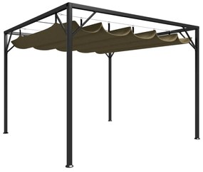 tópszínű kerti pavilon behúzható tetővel 3 x 3 m 180 g/m²