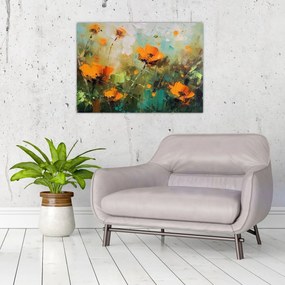 Üveg kép - Virágok (70x50 cm)