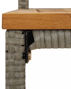 7 részes szürke polyrattan és tömör akácfa kerti bárszett
