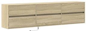 sonoma tölgy színű falra TV-szekrény LED-del 180 x 31 x 45 cm