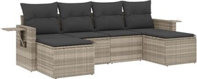 vidaXL 6 részes világosszürke polyrattan kerti ülőgarnitúra párnákkal