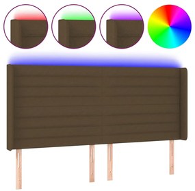 sötétbarna szövet LED-es fejtámla 163x16x118/128 cm