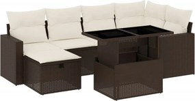 vidaXL 7 részes barna polyrattan kerti ülőgarnitúra párnákkal