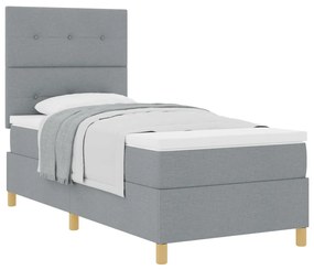 Boxspring ágy matraccal Világosszürke 90x200 cm Szövet