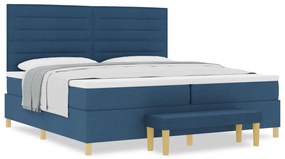 Boxspring Ágy Matraccal és Pad Blue 200x200 cm Szövet