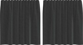 vidaXL 2 db fekete fátyolfüggönyök fülecske tetejével 140x260 cm