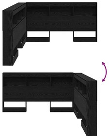 Tároló fejtámla polcokkal tárolóval Musta tammi 140 cm Faanyag