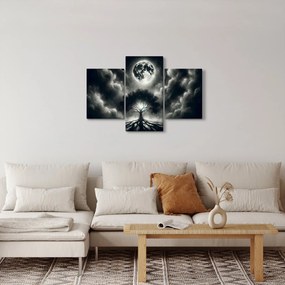 Kép – Fekete-fehér fa teliholdban (90x60 cm)
