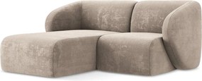 Világosbarna zsenília sarokkanapé (bal oldali-heverő résszel) Lani – Makamii
