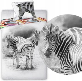 Pamut ágyneműhuzat 140x200 70x90 Zebra Fekete-Fehér Állatos motívum