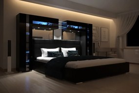 Prince Panama 14 hálószoba bútor magasfényű feKETE (290,6cm)