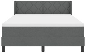 Boxspring Ágy Matrac, Sötétszürke, 140x200 cm, Szövet