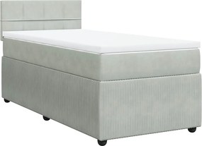 vidaXL világosszürke bársony rugós ágy matraccal 90x190 cm