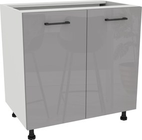 Konyhaszekrény alsó 80 Capri korpusz Fehér front Szürke Akril Fényes