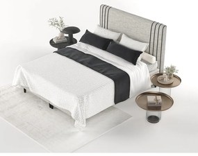 Világosszürke kárpitozott ágyneműtartós franciaágy 160x200 cm Musca – Maison de Rêve