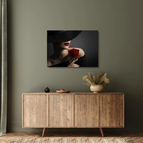 Kép - Nő egy rózsával (üvegen) (70x50 cm)