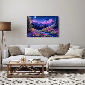Kép - Lila táj teljes holdfénynél (90x60 cm)