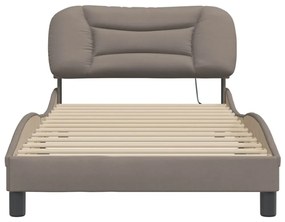 tópszínű szövet ágykeret LED-ekkel matrac nélkül 100x200 cm
