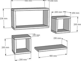 Fali polc, zafír tölgy 24x15x44 cm