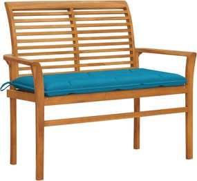 vidaXL tömör tíkfa kerti pad világoskék párnával 112 cm