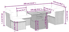 8 részes bézs polyrattan kerti ülőgarnitúra párnával