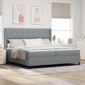 Boxspring Ágy Matraccal és LED Fény Szürke 200x200 cm Szövet