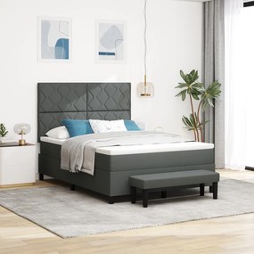 Box Spring Ágy Matraccal és Pad Sötétszürke 140x190 cm Szövet